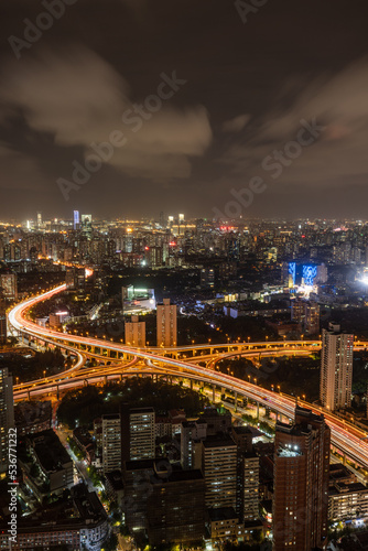 The night view of Shanghai, China.