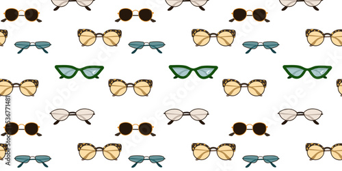 Seamless pattern fashion glasses. Flat vector illustration.