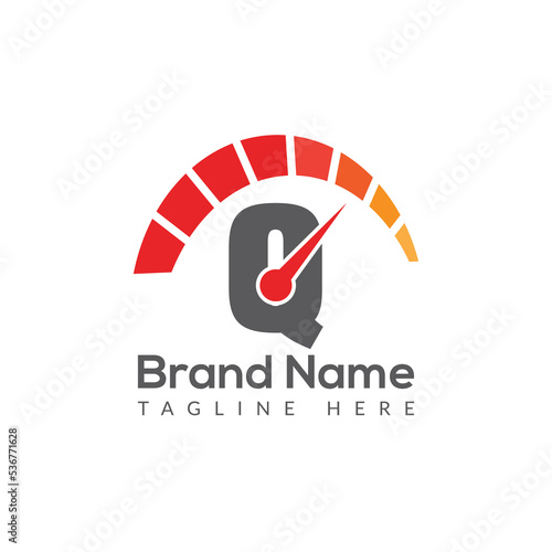Speed Logo On Letter Q Template. Speed On Q Letter, Initial Speed Sign Concept