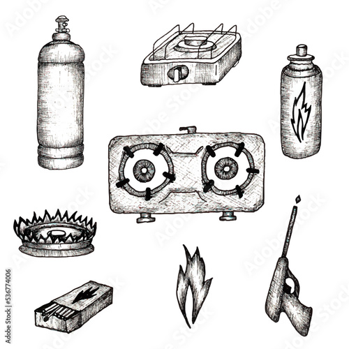 Set for a gas stove. Vector