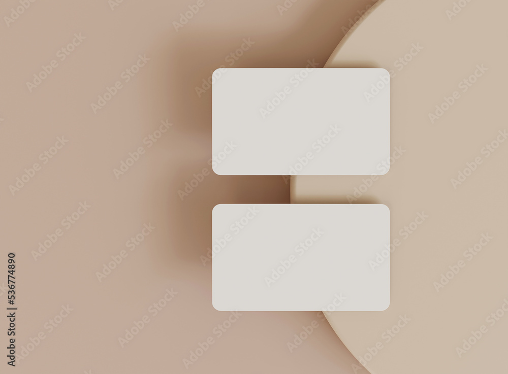 3D blank business cards. Mockup scene. Template for branding identity. 3D rendering. 3D blank business cards. Mockup scene. Template for branding identity. 3D rendering.