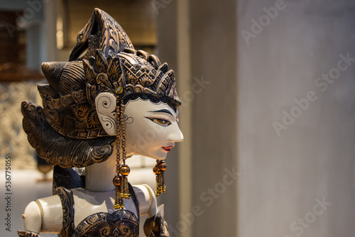 Jakarta Indonesia on April 5, 2022 : Wayang golek is a wooden puppet originally, traditional puppets, from sunda, west java, Indonesia photo