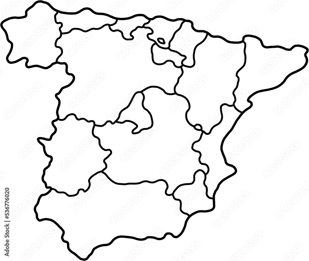 doodle freehand drawing of spain map. 