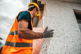 Polystyrene thermal cladding for energy saving on a construction site