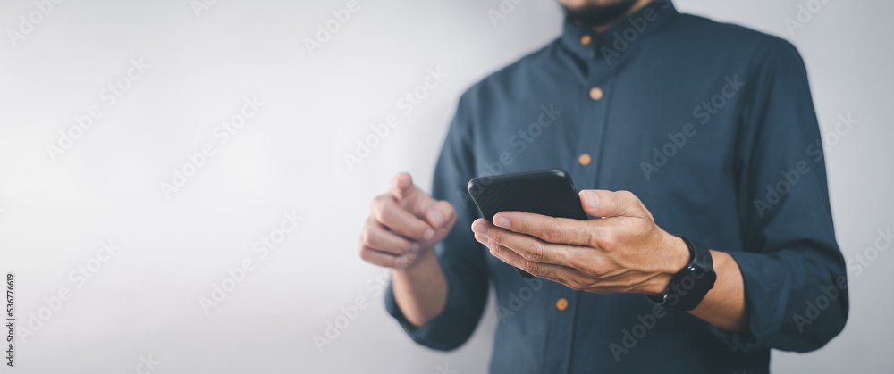 Man using mobile smartphone,technology mobile phone concept