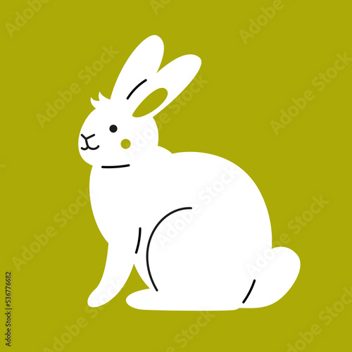 Illustration of cute cartoon white rabbit. Symbol of 2023 lunar new year © Radiocat