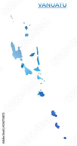Vector polygonal Vanuatu map. Vibrant geometric country in low poly style. Amazing illustration for your infographics. Technology, internet, network concept.