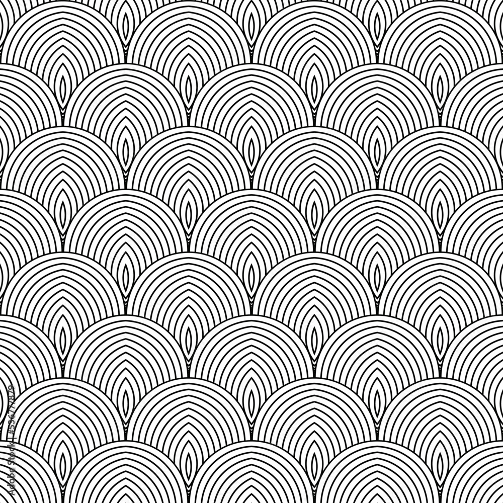 Vector seamless pattern. Abstract monochrome background with black curved lines Vector seamless pattern. Abstract monochrome background with black curved lines