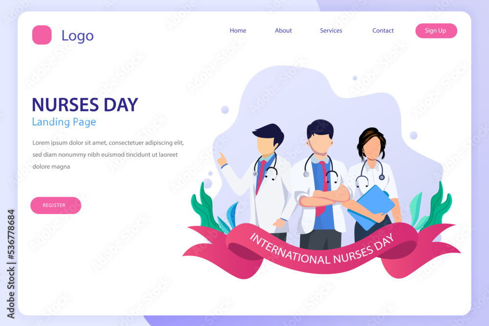International Nurse Day landing page website flat vector template