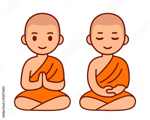 Cute cartoon Buddhist monk