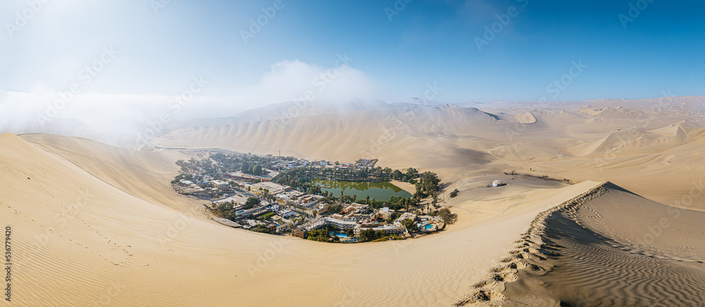 amazing view of huacachina village, peru