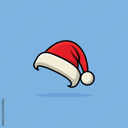 Santa Claus red hat isolated on blue background