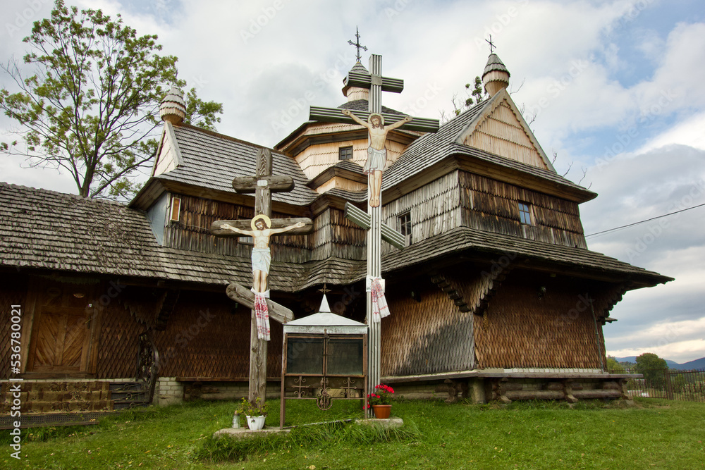 Eastern Orthodox church architecture in Yasinya, Ukraine. UNESCO