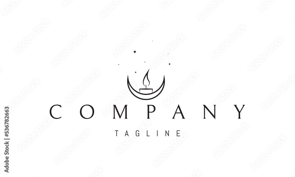 Vector logo on which an abstract image of a burning candle with a moon at the base. Vector logo on which an abstract image of a burning candle with a moon at the base.