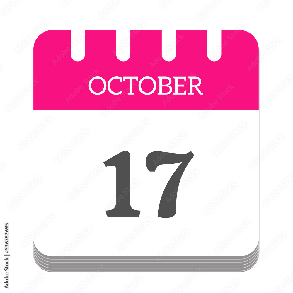 October 17 calendar flat icon October 17 calendar flat icon