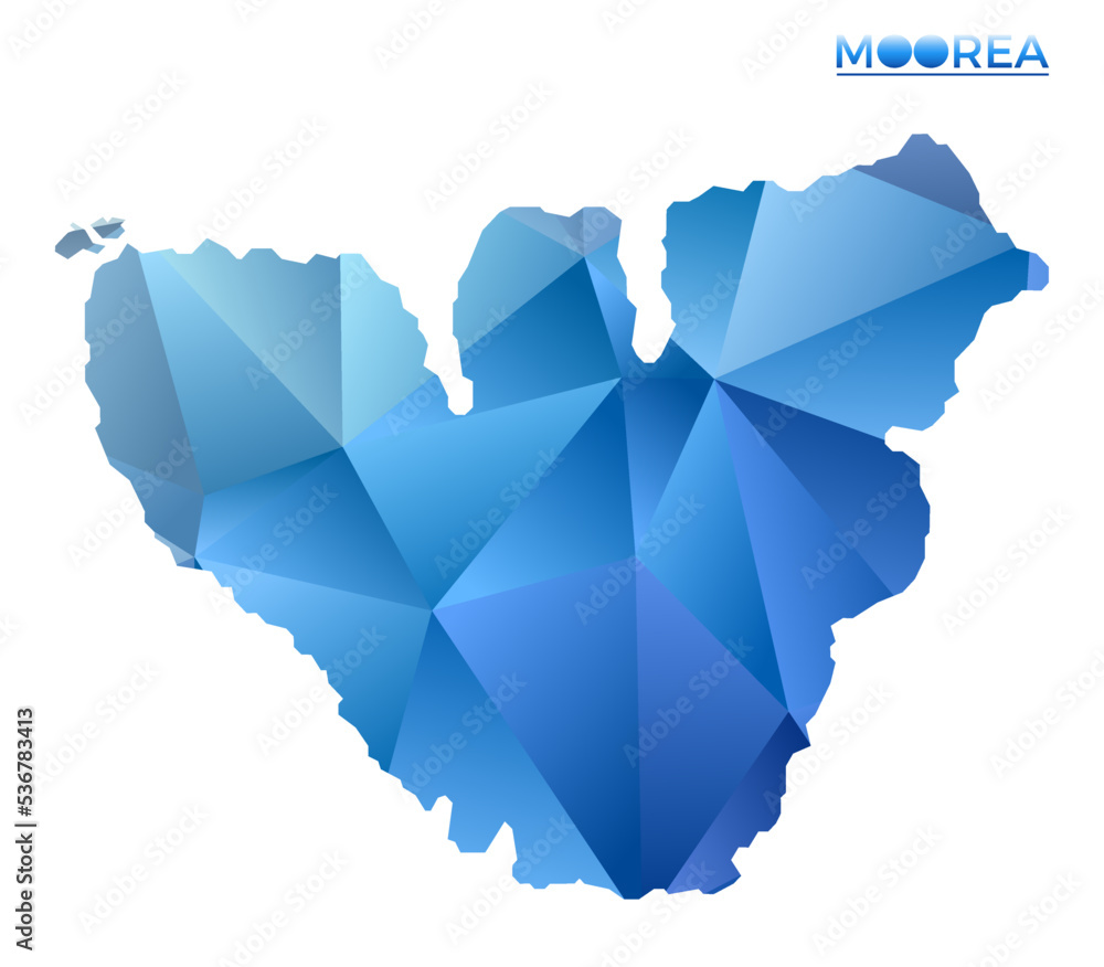 Vector polygonal Moorea map. Vibrant geometric island in low poly style. Trendy illustration for your infographics. Technology, internet, network concept. Vector polygonal Moorea map. Vibrant geometric island in low poly style. Trendy illustration for your infographics. Technology, internet, network concept.