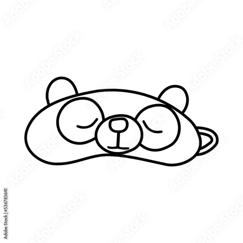 Eye mask doodle vector sleeping night accessory relax resst in traveling illustration set of face sleepy protection cartoon asleep panda