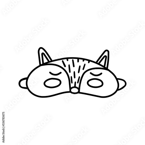 Eye mask doodle vector sleeping night accessory relax resst in traveling illustration set of face sleepy protection cartoon asleep fox
