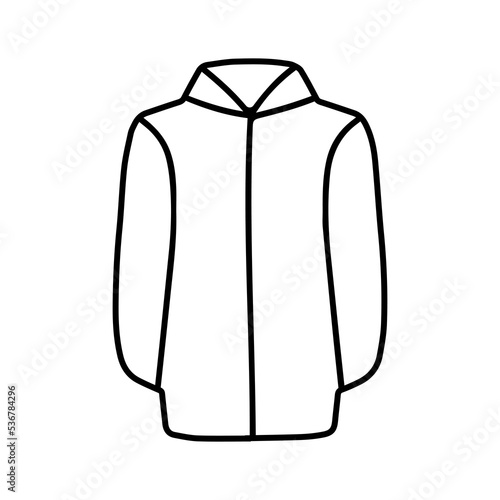 Hand drawn doodle illustration of fashion jacket. Isolated element on white background. Winter sweater