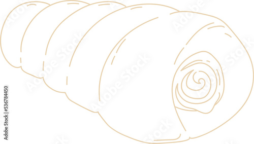 Cream Bun Line Illustration Horn
