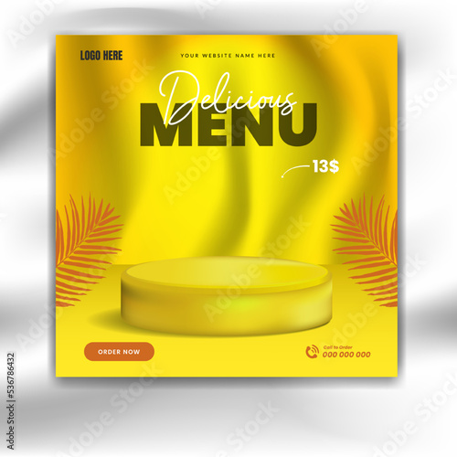 Food culinary social media post template with podium