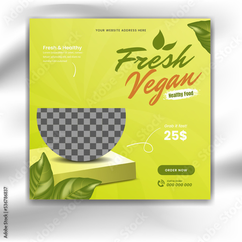 Food culinary social media post template with podium
