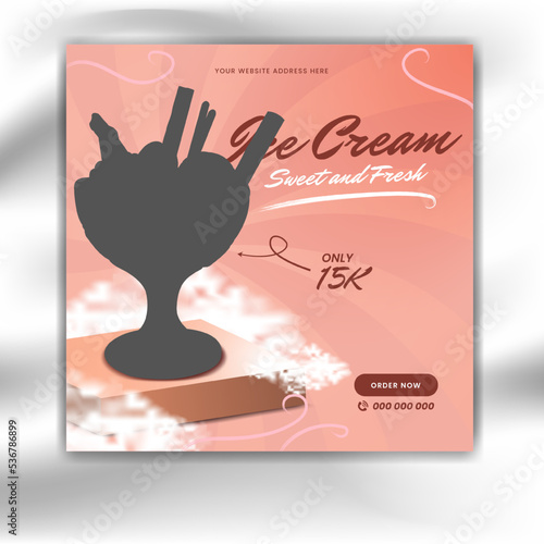 Food culinary social media post template with podium