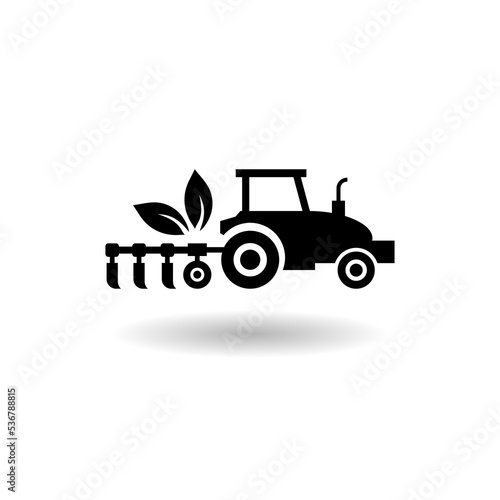 Tractor isolated icon logo with shadow © sljubisa