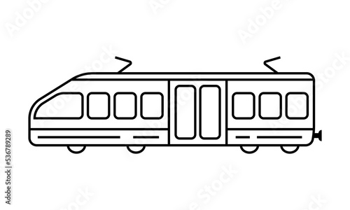 Modern passenger wagon train / locomotive line icon vector illustration