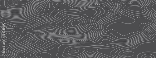 Black and white wave abstract topographic map contour, lines Pattern background. Topographic map and landscape terrain texture grid. Wavy banner and color geometric form. Vector illustration.
