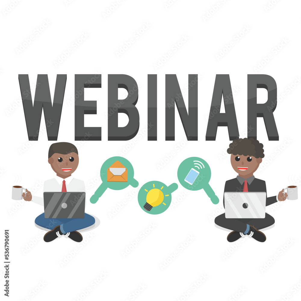 business african webinar design character with text business african webinar design character with text