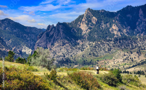 Mountain bilker on a trail south of Boulder, Colorado, near Eldorado Canyon