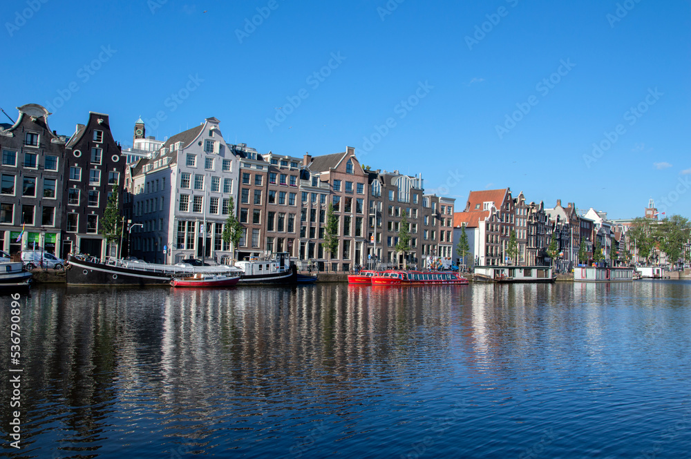 Historical Canal Houses At The Amstel River Amsterdam The Netherlands 2019