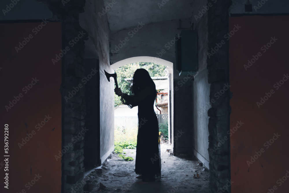 Scary ghost woman in haunted house Scary ghost woman in haunted house