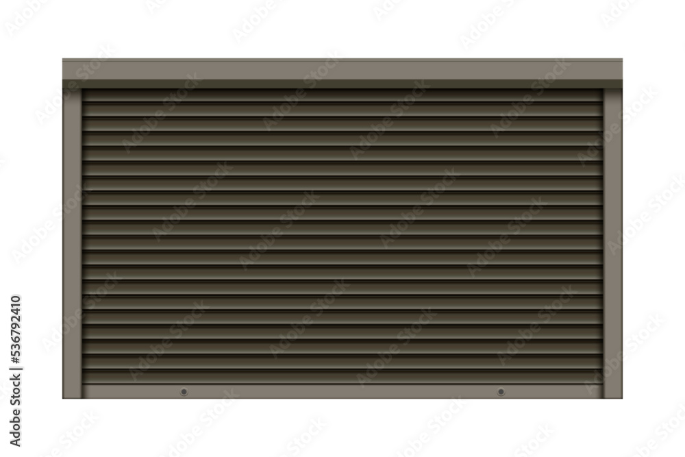 Brown closed roller garage shutter door with realistic texture mockup. Metal protect system for shops and stores. Vector illustration of steel gate of house or warehouse. Roller up blinds. Brown closed roller garage shutter door with realistic texture mockup. Metal protect system for shops and stores. Vector illustration of steel gate of house or warehouse. Roller up blinds.