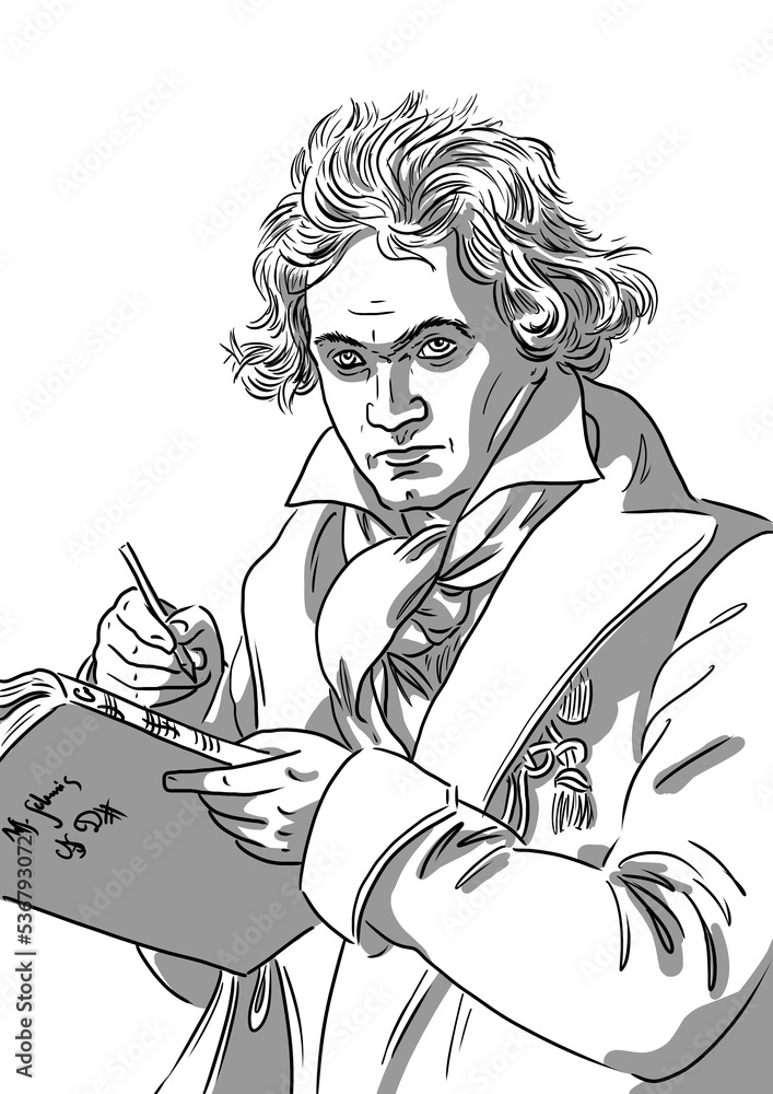 Beethoven, Ludwig van  1770-1827, based on  Joseph Karl Stieler's painting, 1819-1820 - obrazy, fototapety, plakaty 