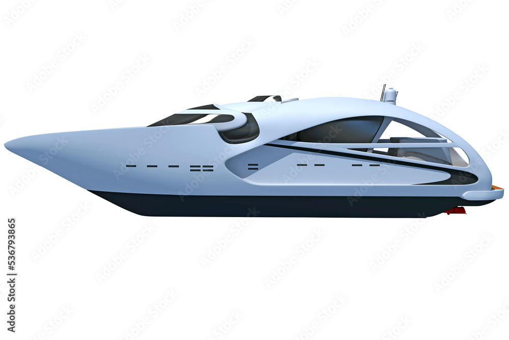 Luxury Yacht 3D rendering on white background Luxury Yacht 3D rendering on white background
