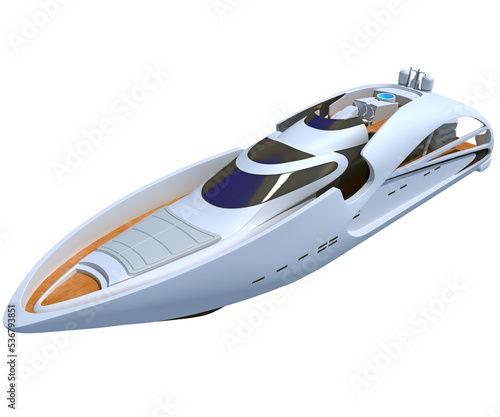Luxury Yacht 3D rendering on white background © 3D Horse
