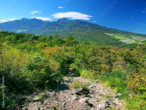 八ヶ岳を望む登山道(長野県・飯盛山)