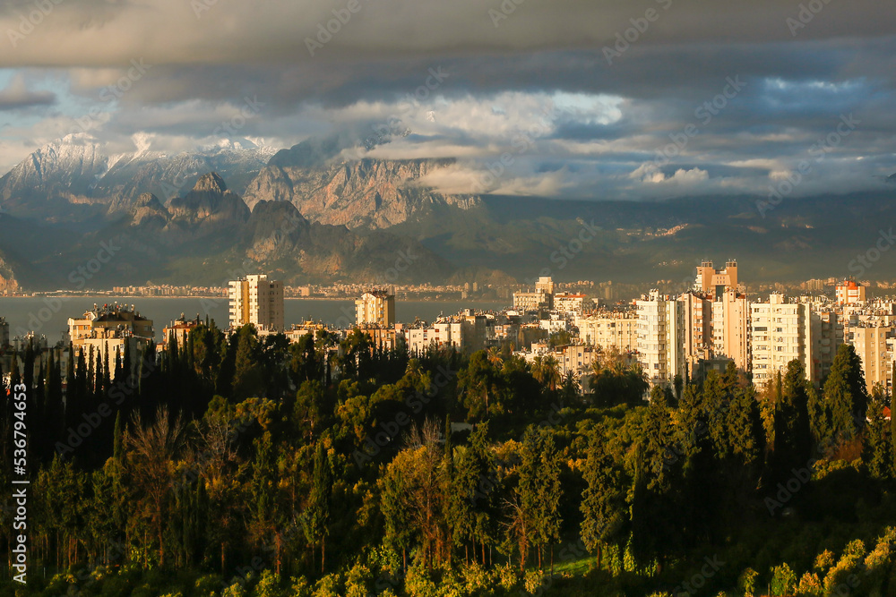 Antalya city and nature views on a cloudy day
