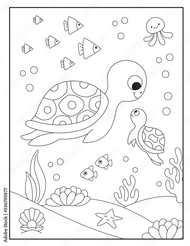 Turtle coloring pages for kids