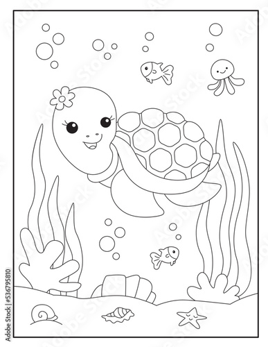 Turtle coloring pages for kids