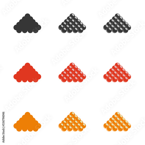 A vector drawn caviar illustration with various colors and amount of details