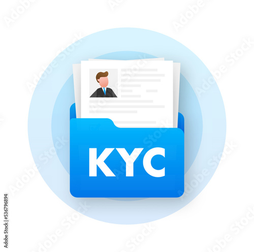 KYC or know your customer. Idea of business identification and finance safety. Vector stock illustration.