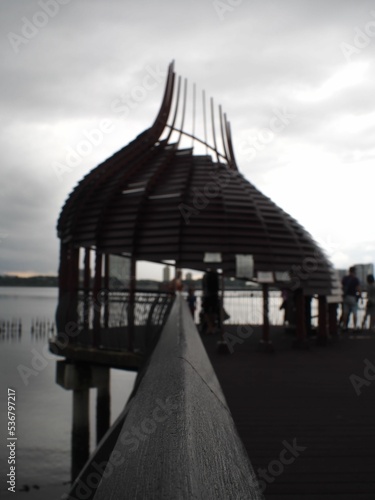 Vertical shot of the architecture in Sungei Buloh Wetland Reserve in Singapore photo