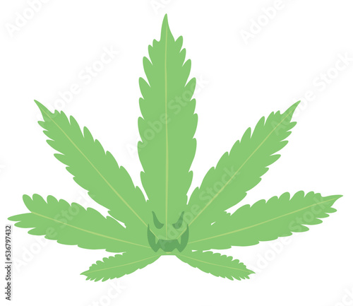 Marijuana leaf with evil eyes and mouth