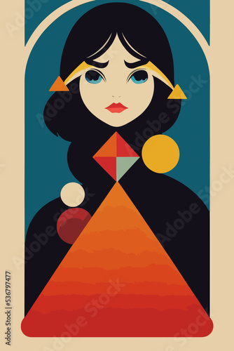 Multicolored portrait of a sorceress