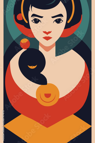 Multicolored portrait of a sorceress