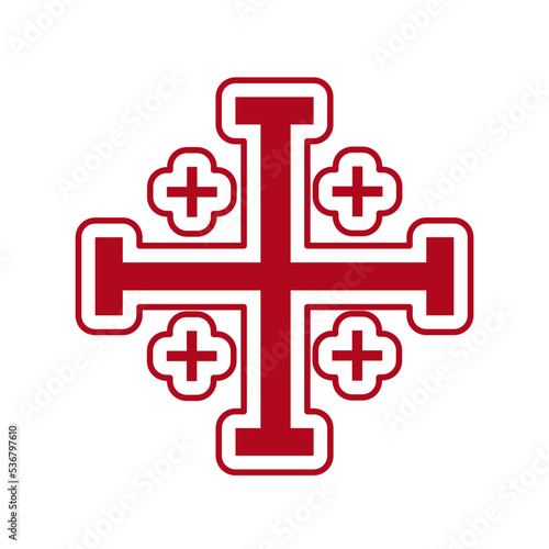 Vector illustration red Jerusalem cross