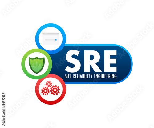 SRE - Site Reliability Engineering acronym. Vector stock illustration.